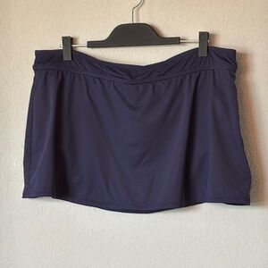 Anne Cole Swim Skirt 20W Navy Plus Skort High Waisted